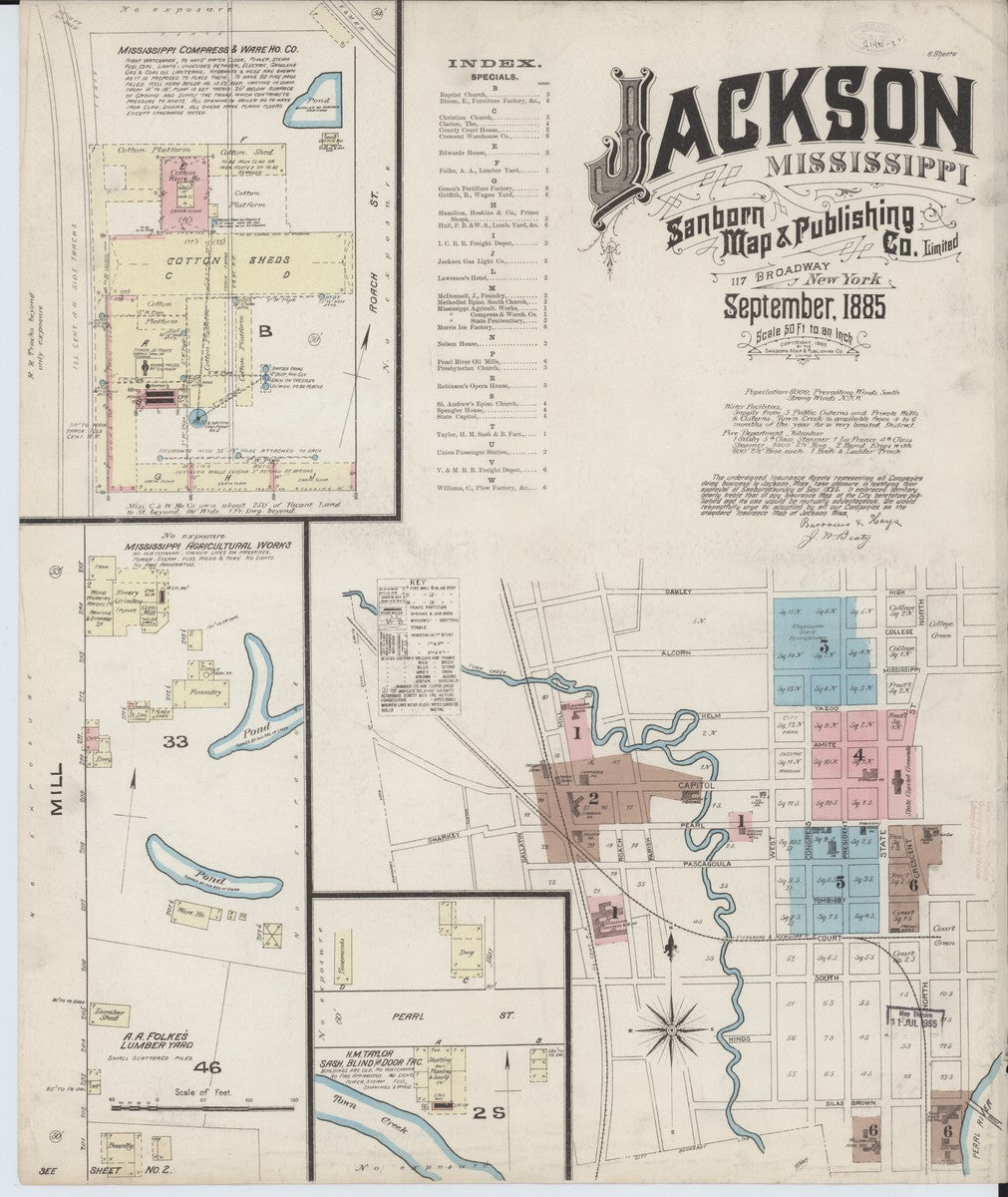 Jackson, Mississippi - 1885 Sanborn Map