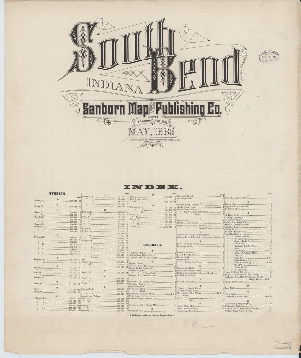 South Bend, Indiana - 1885 Sanborn Map