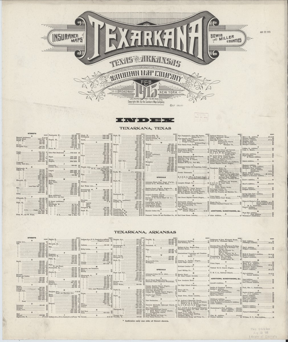 Texarkana, Texas - 1915 Sanborn Map