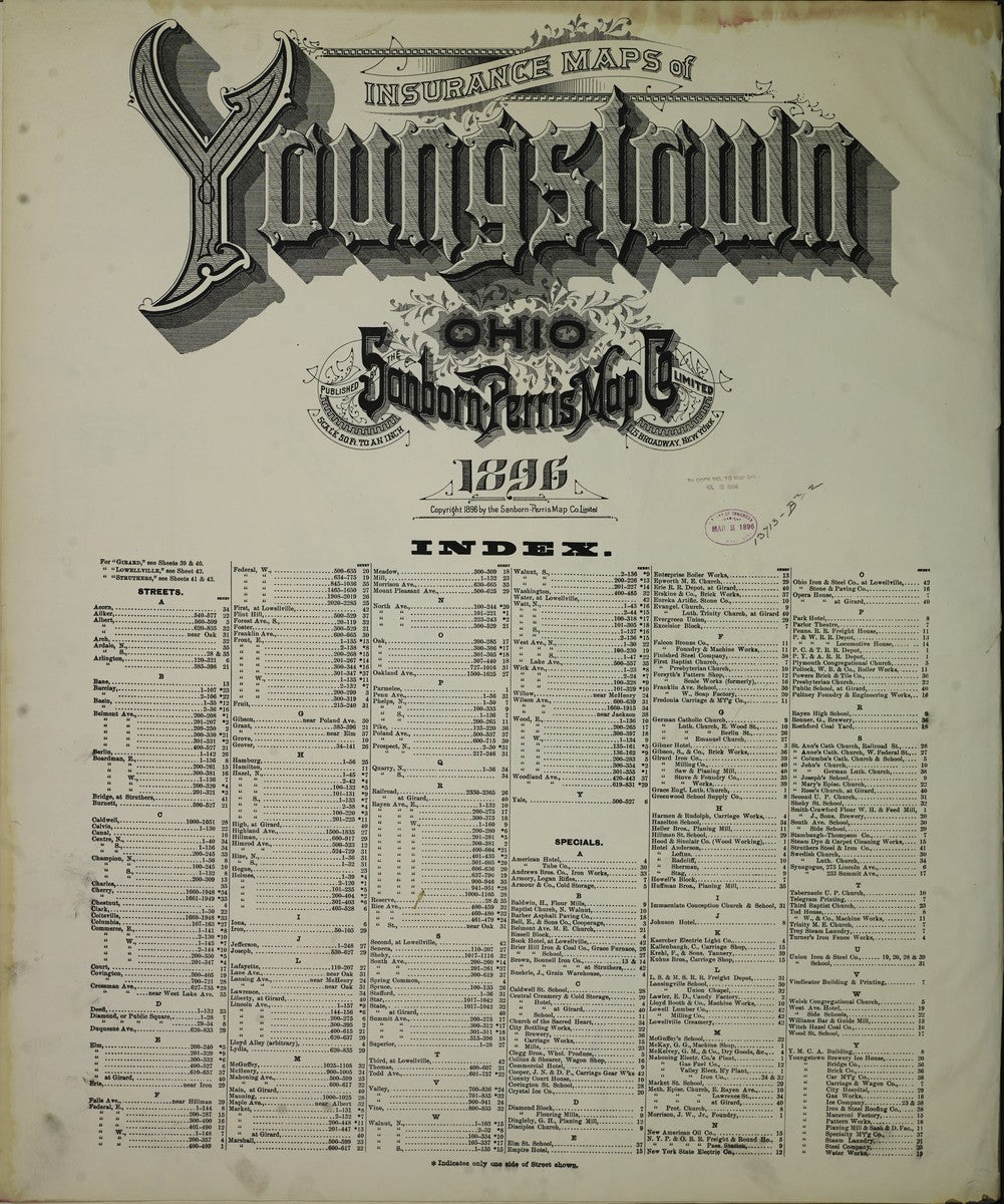 Youngstown, Ohio - 1896 Sanborn Map