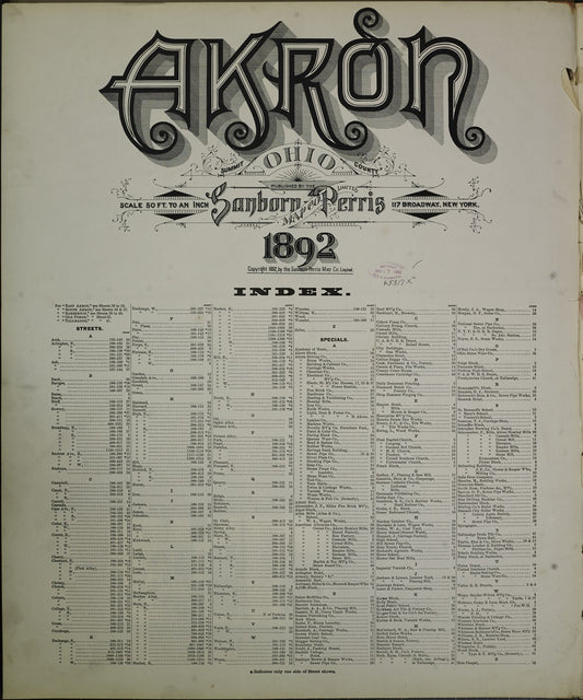 Akron, Ohio - 1892 Sanborn Map