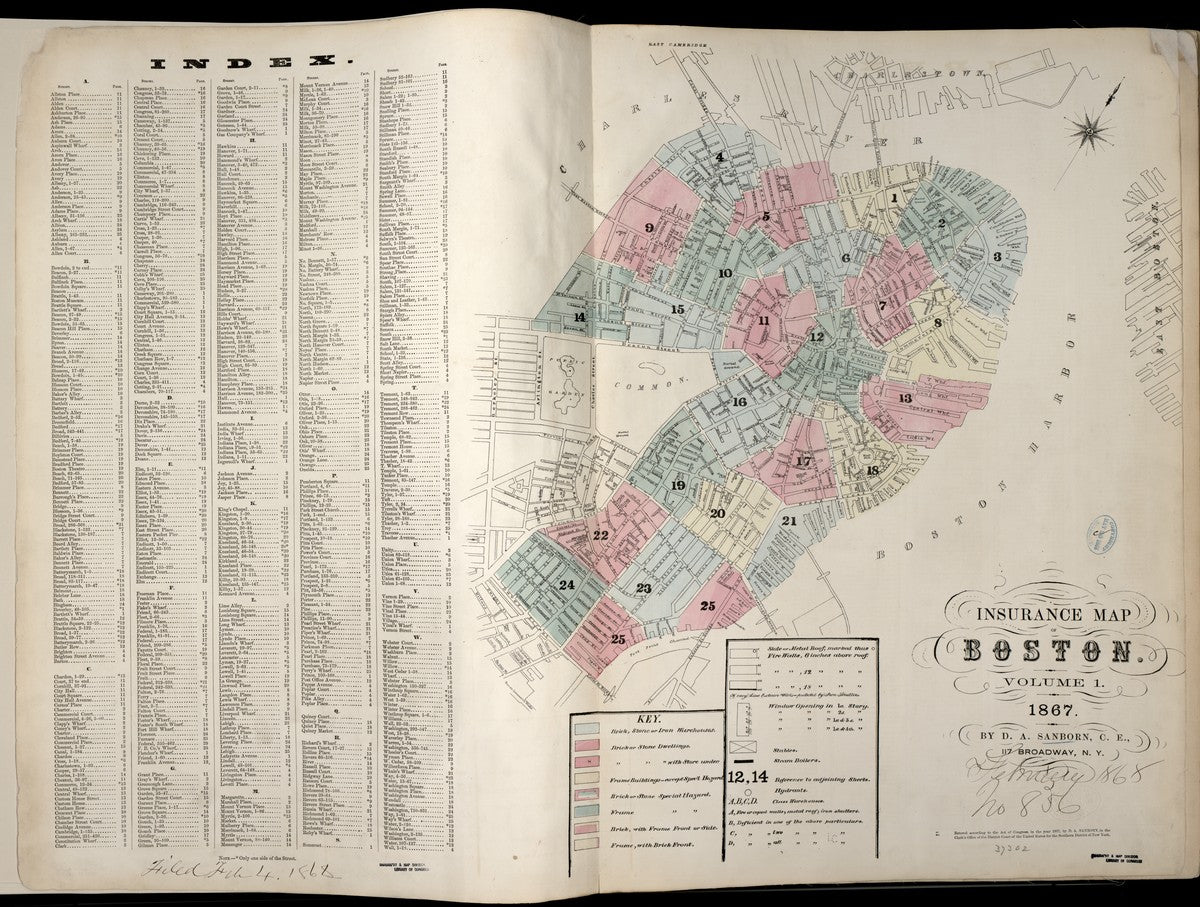 Boston, Massachusetts - 1867 Sanborn Map