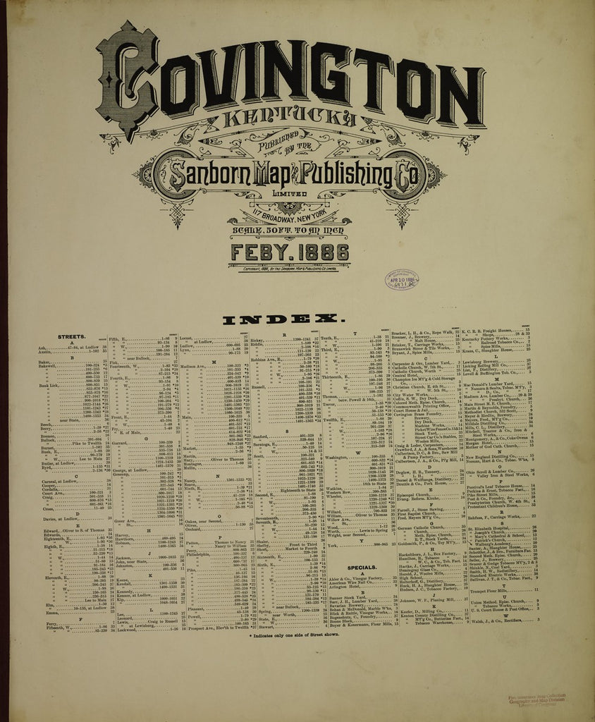 Covington, Kentucky - 1886 Sanborn Map