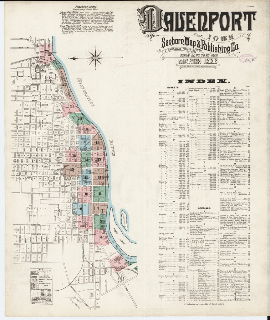 Davenport, Iowa - 1886 Sanborn Map