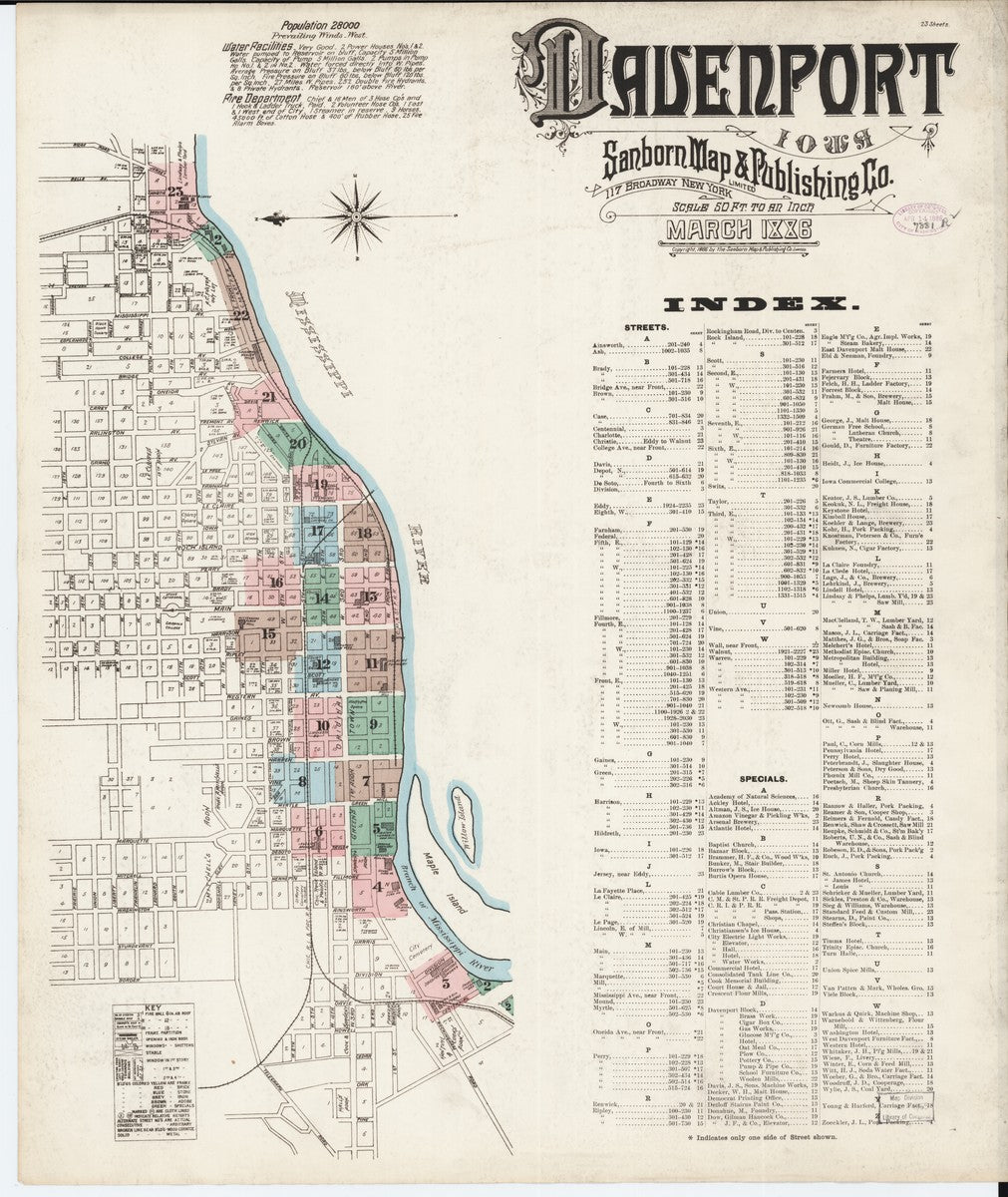 Davenport, Iowa - 1886 Sanborn Map