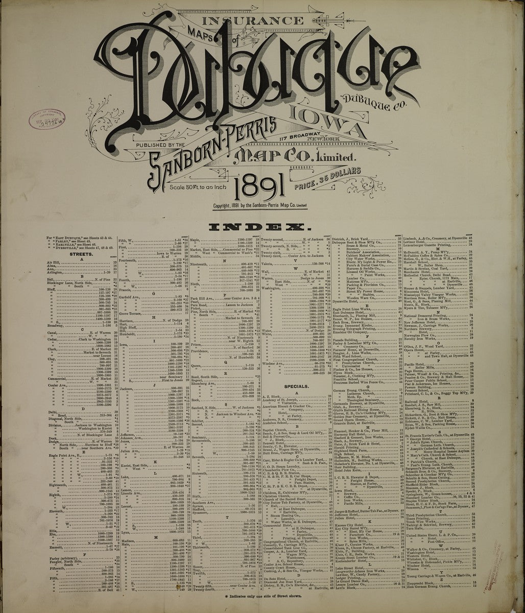 Dubuque, Iowa - 1891 Sanborn Map