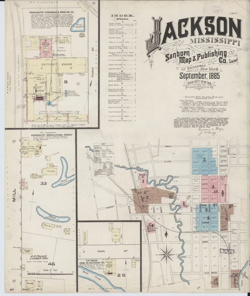 Jackson, Mississippi - 1885 Sanborn Map