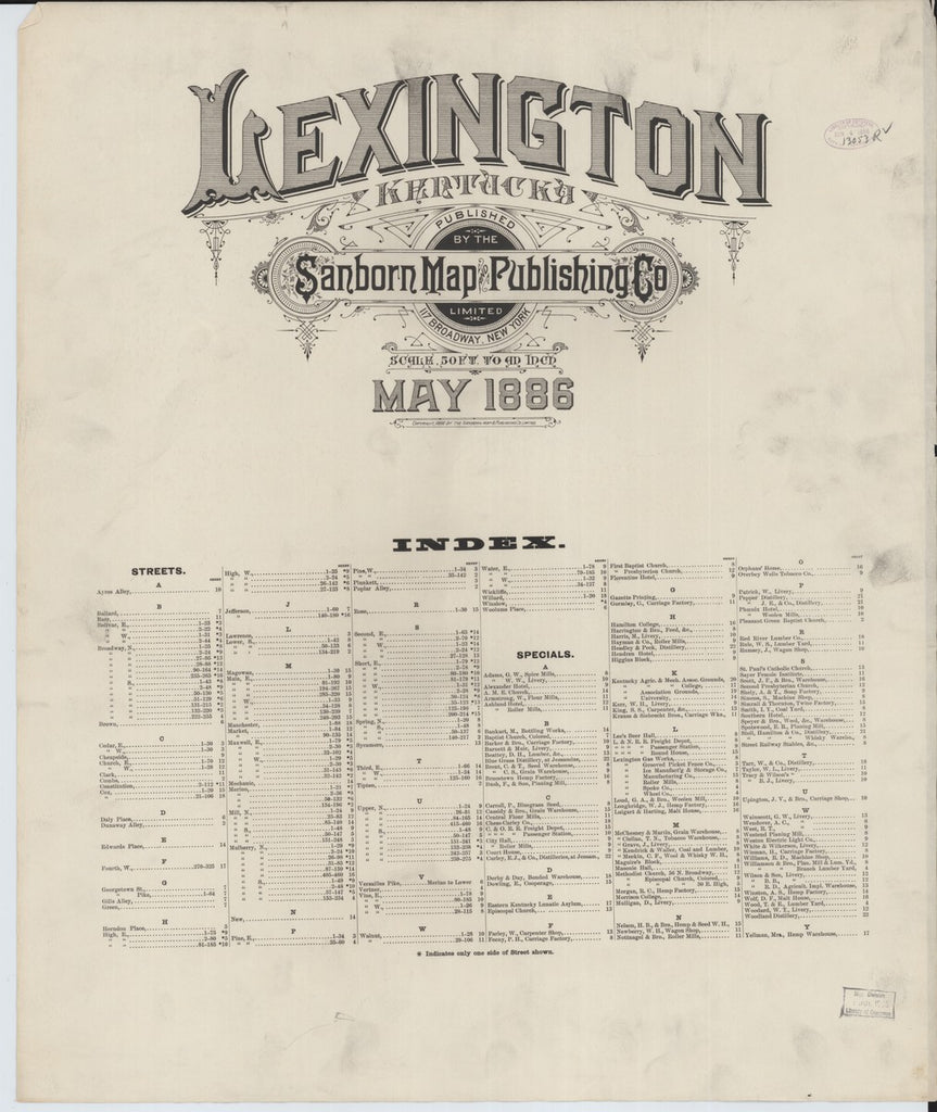Lexington, Kentucky - 1886 Sanborn Map
