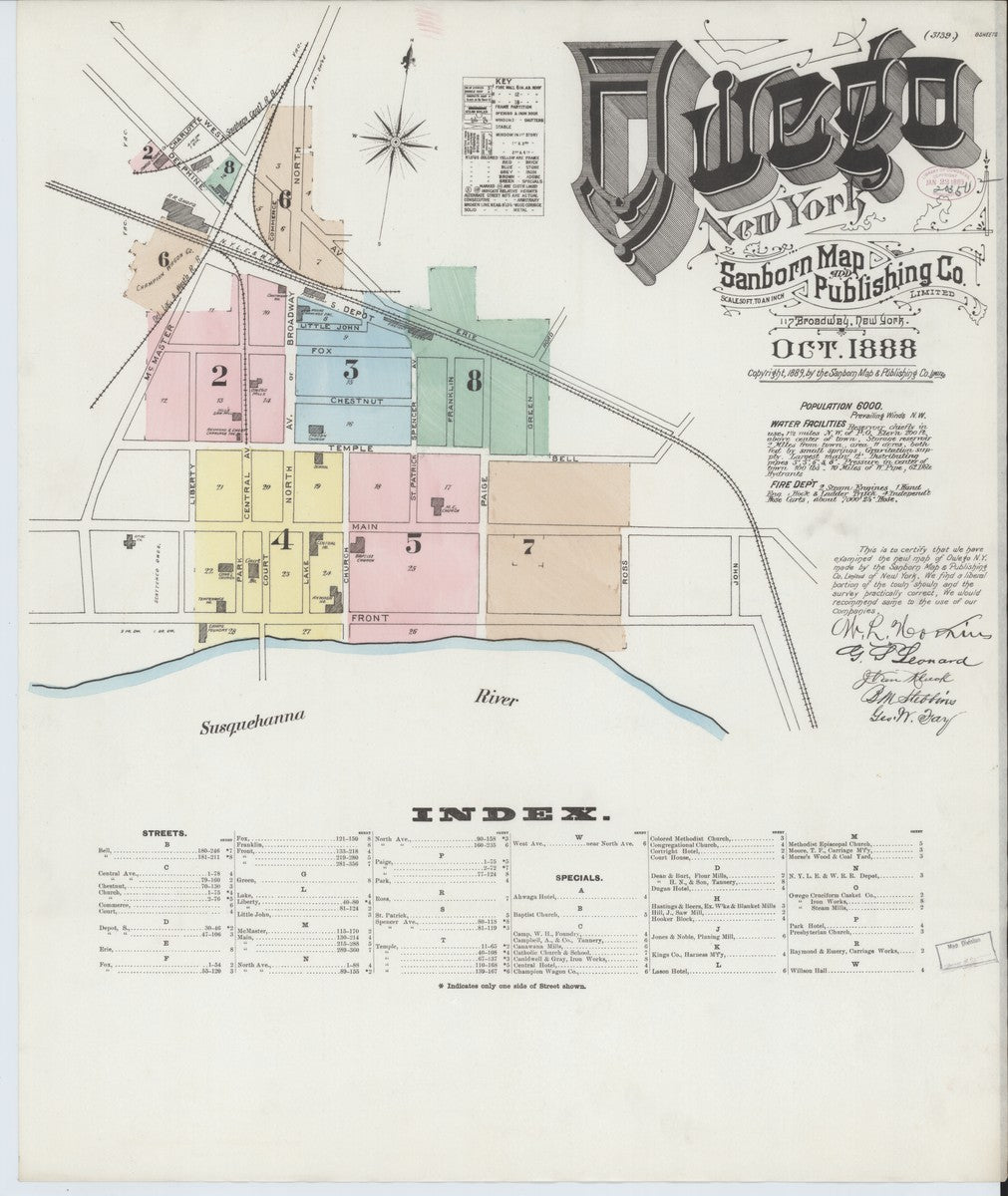Owego, New York - 1888 Sanborn Map