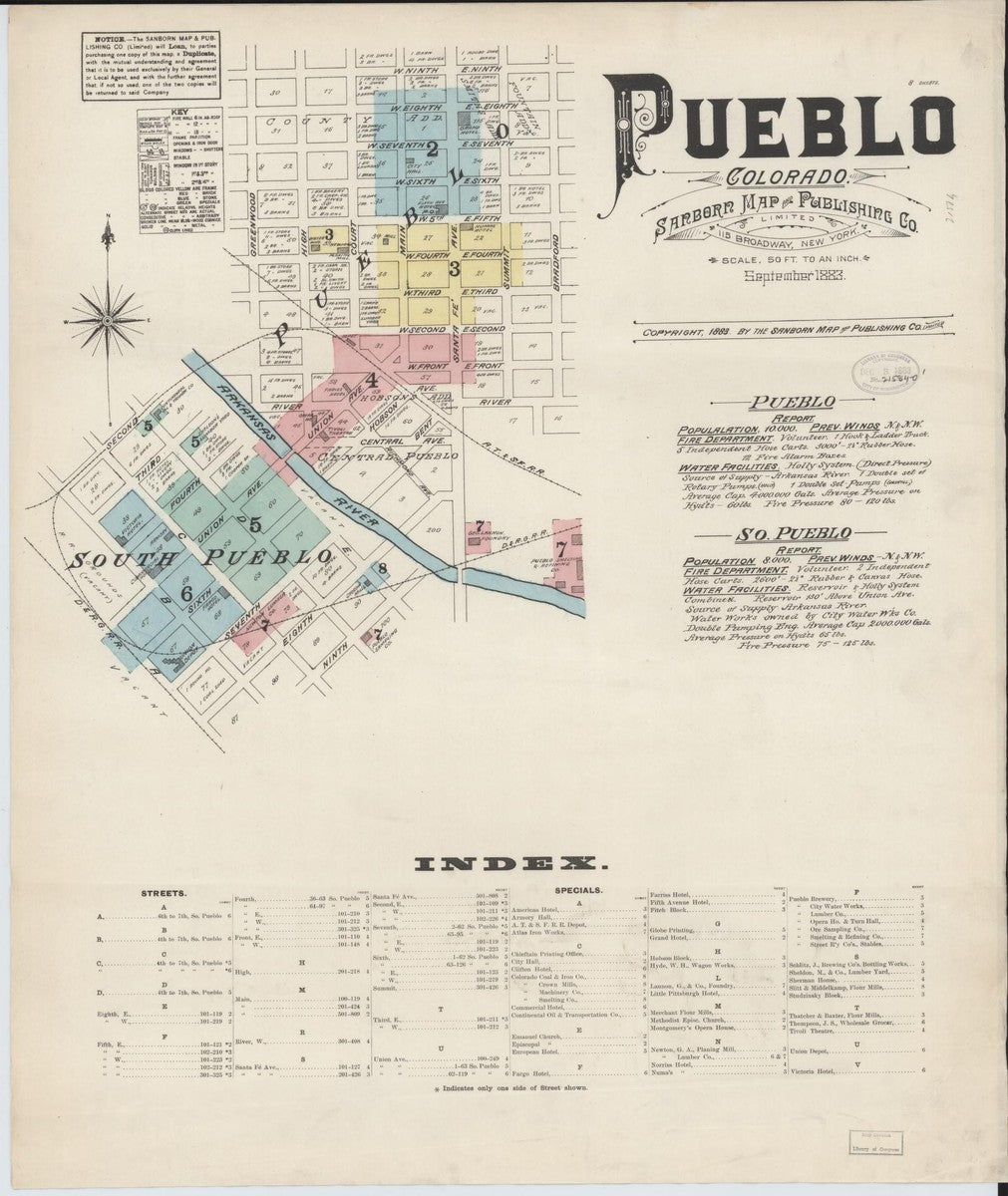 Pueblo, Colorado - 1883 Sanborn Map