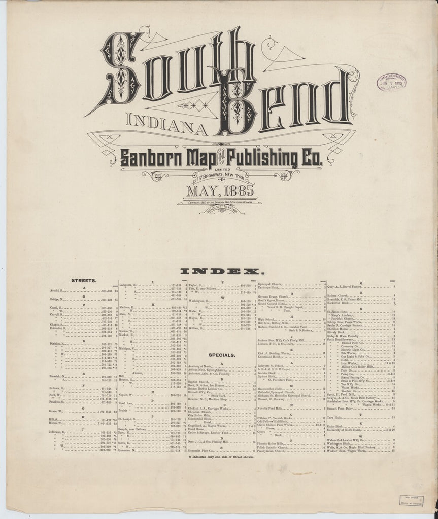 South Bend, Indiana - 1885 Sanborn Map