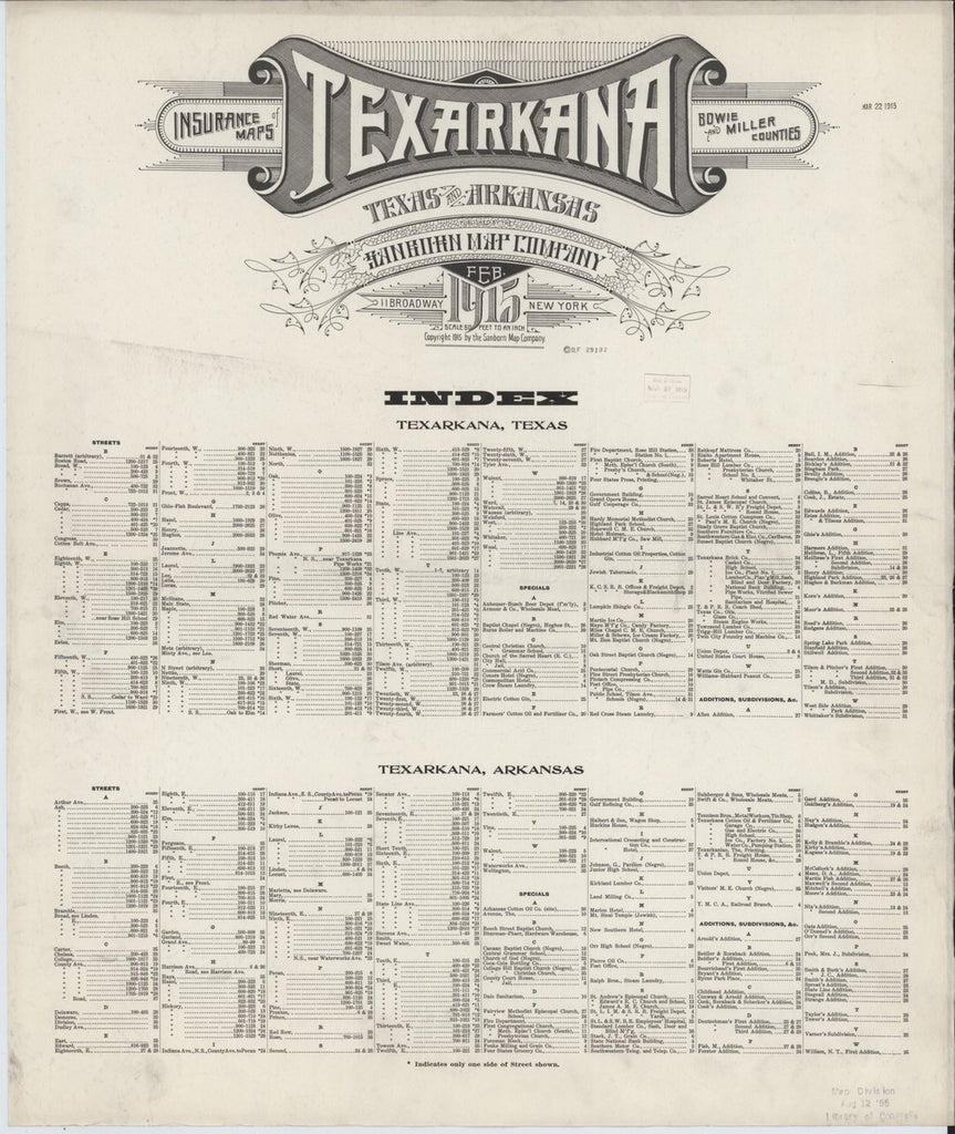 Texarkana, Texas - 1915 Sanborn Map