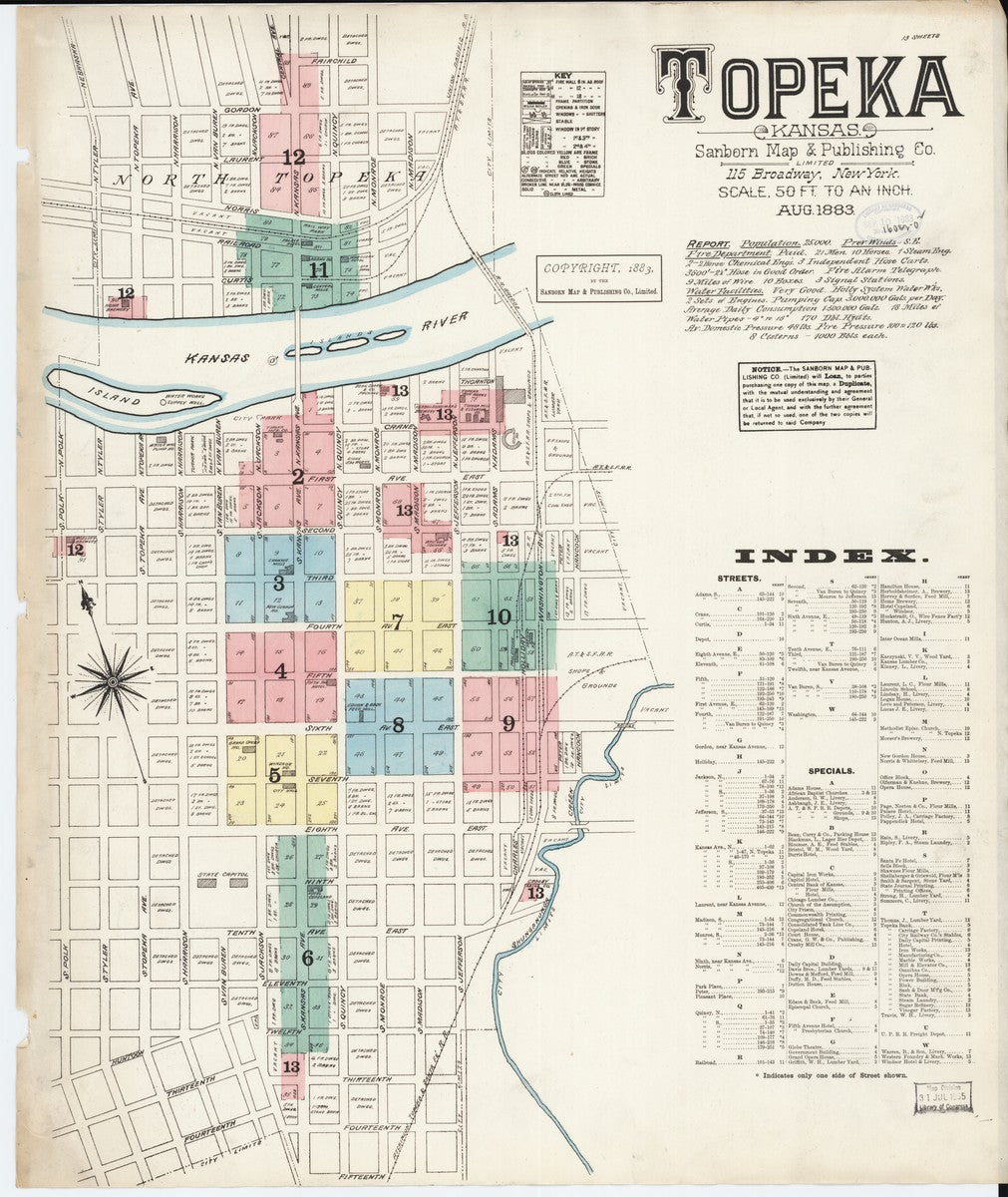 Topeka, Kansas - 1883 Sanborn Map