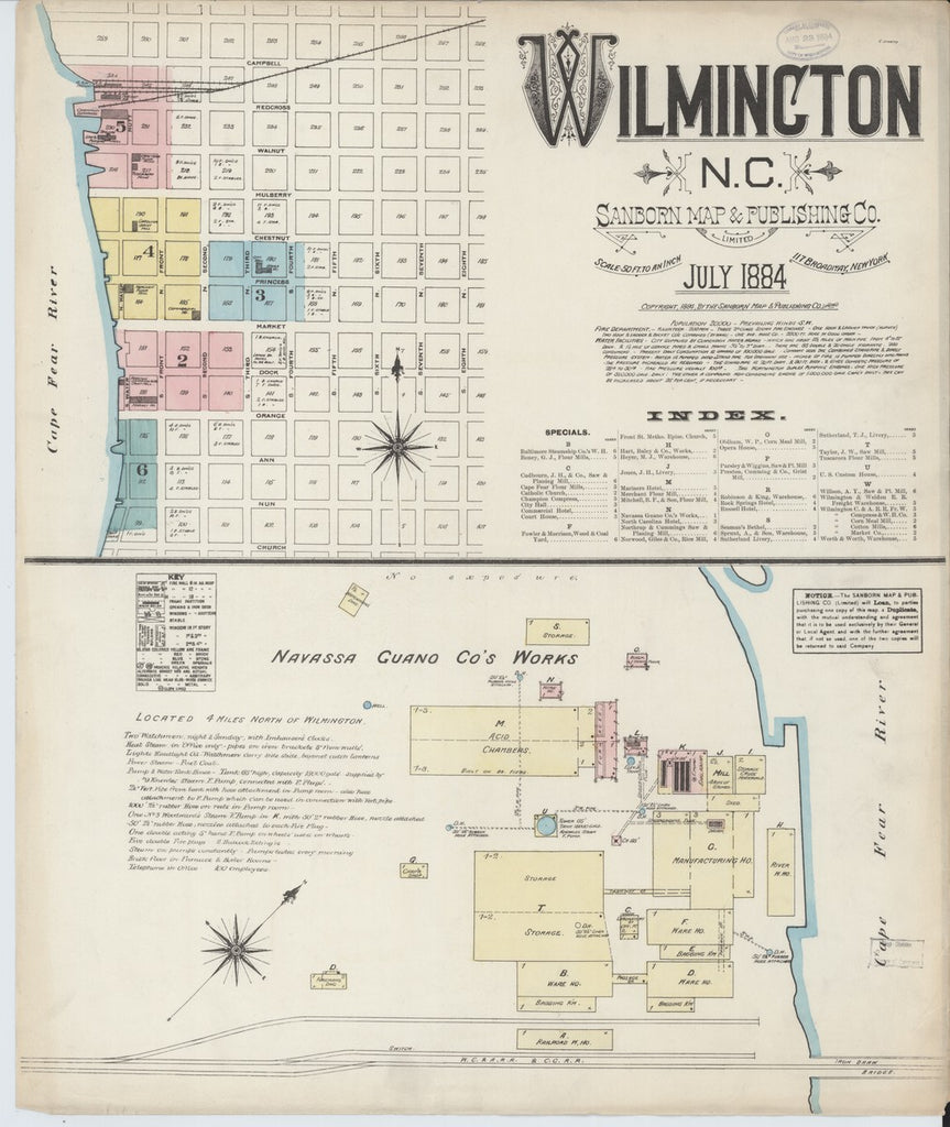 Wilmington, North Carolina - 1884 Sanborn Map